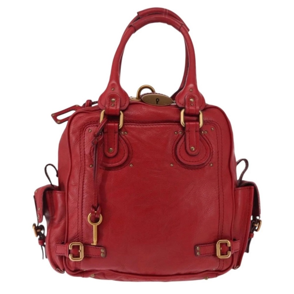 CHLOE Paddington Red Leather Large Bag Comes with: Padlock, Key, Dust Bag